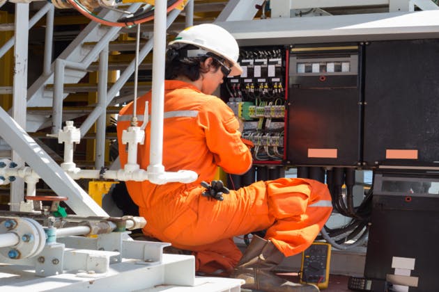 worker fixing electrical issues